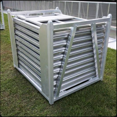 Barrier trolley holding crowd barriers